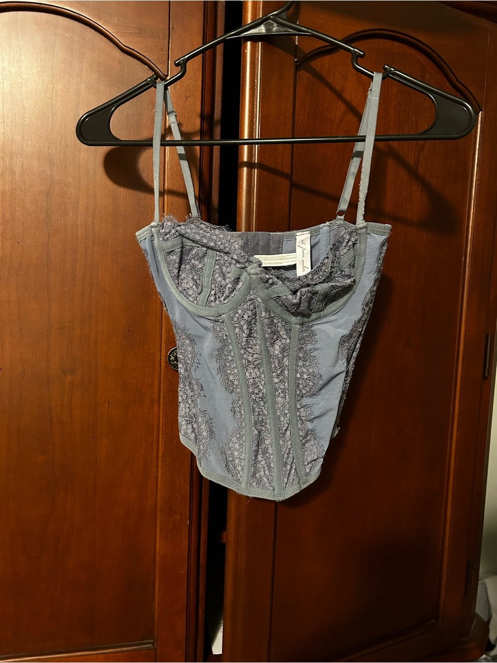 Urban Outfitters Lace-Trim Bustier Cami in Light Blue